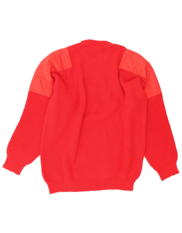 Vintage herre sweater med rund hals, medium rød uld