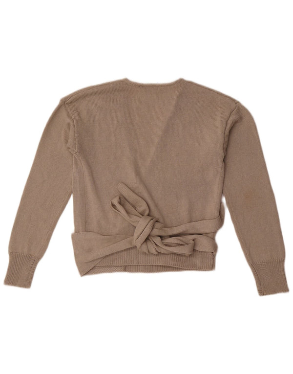 Zara Womens Crop Wrap Cardigan Sweater UK 10 Small Grå Akryl