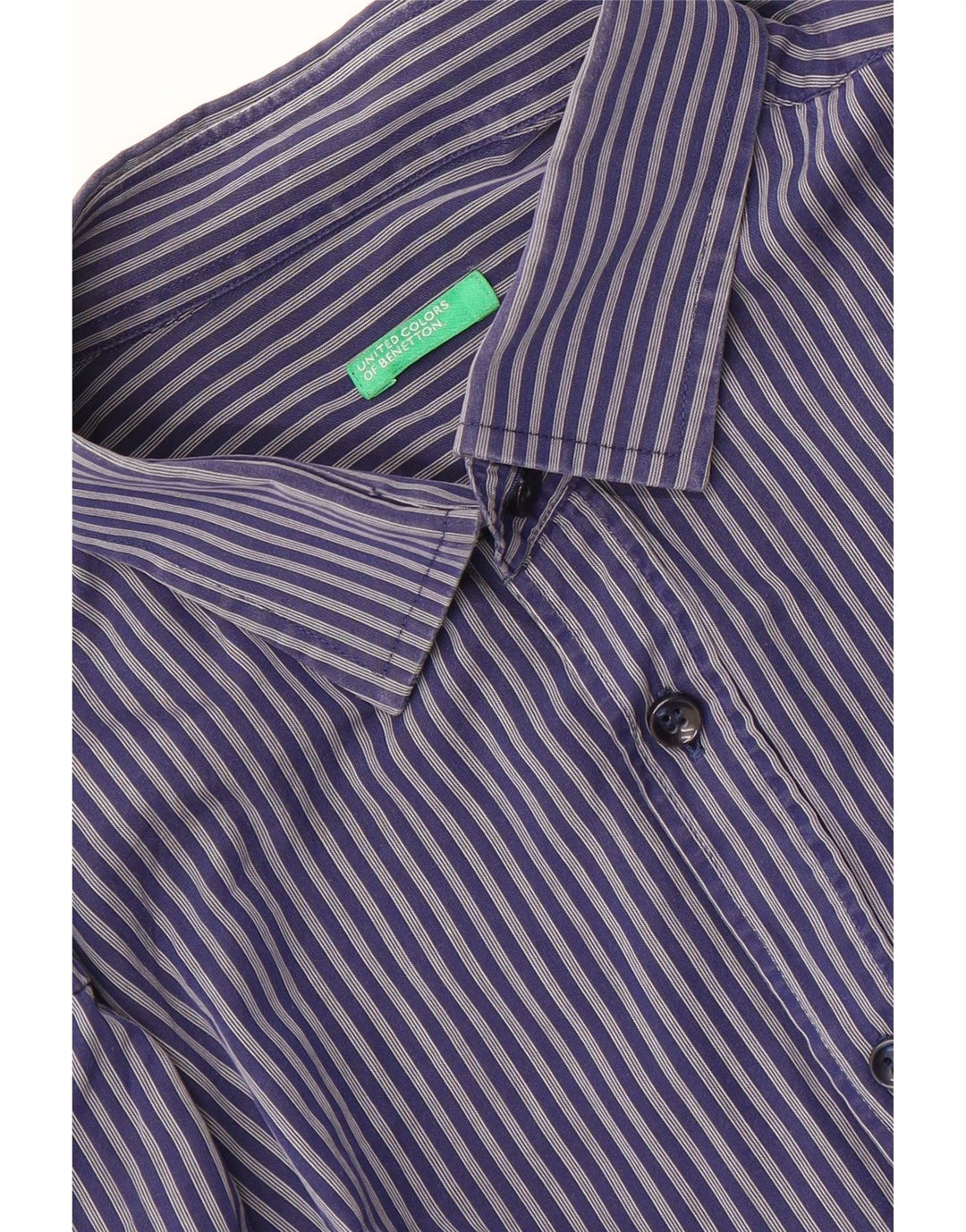 BENETTON Herreskjorte Medium Marineblå nålestribet