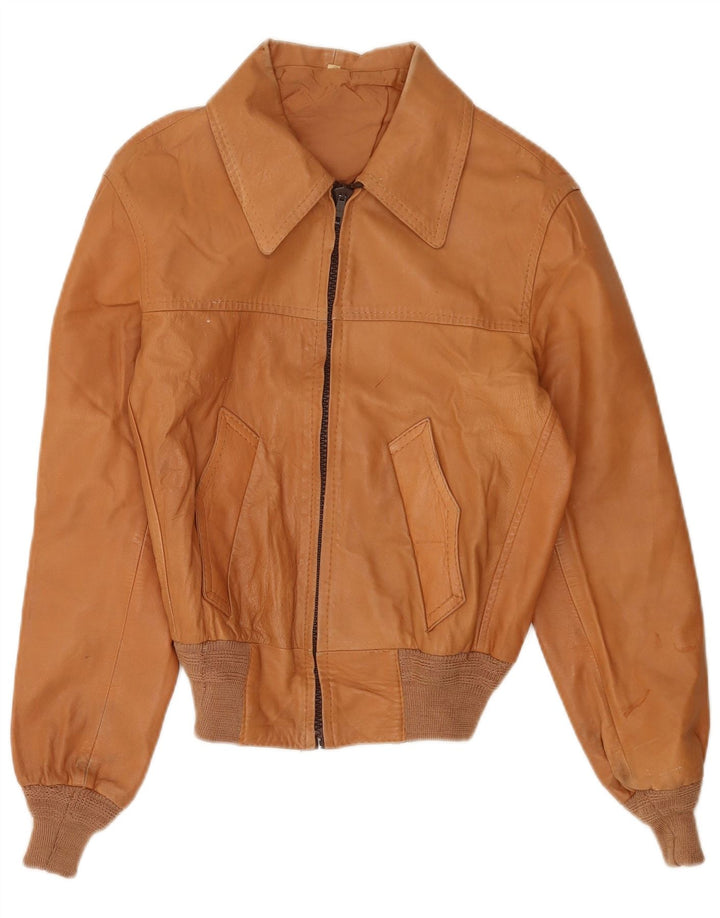 Vintage dame læderjakke IT 50 XL Beige