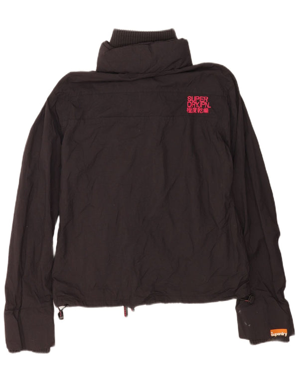 Superdry Graphic Windbreaker Jacket til kvinder UK 16 Stor sort nylon
