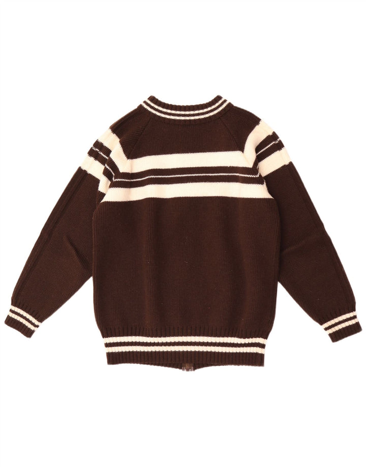 Vintage herre cardigan sweater lille brun stribet