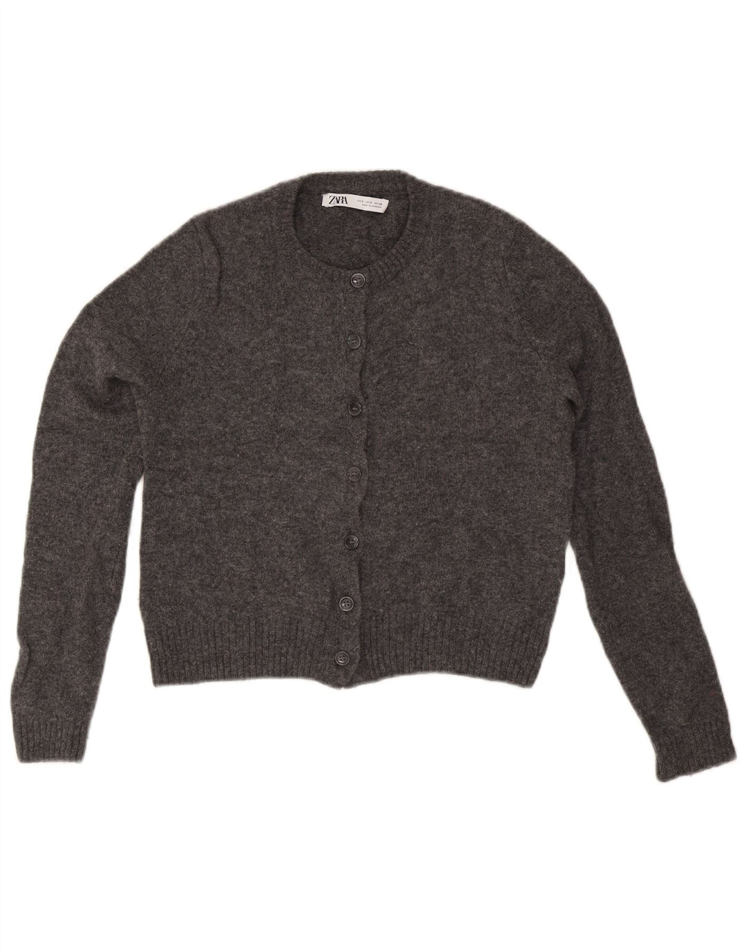 Zara Dame Cardigan Sweater UK 10 Lille Grå Uld