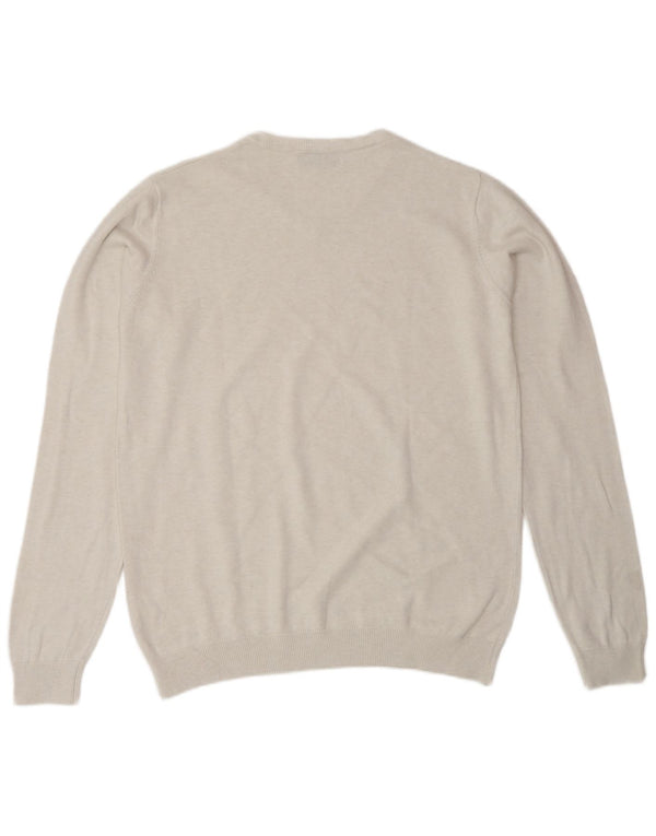 Charro Mens V-Neck Jumper Sweater Small White Cotton