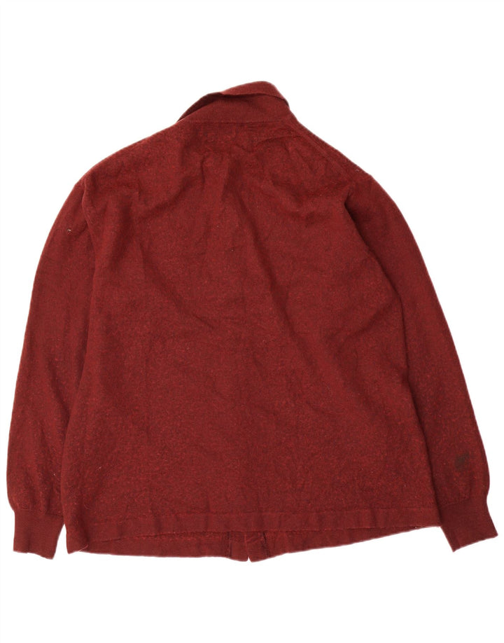 Zara Herre Cardigan Sweater Stor rødbrun uld