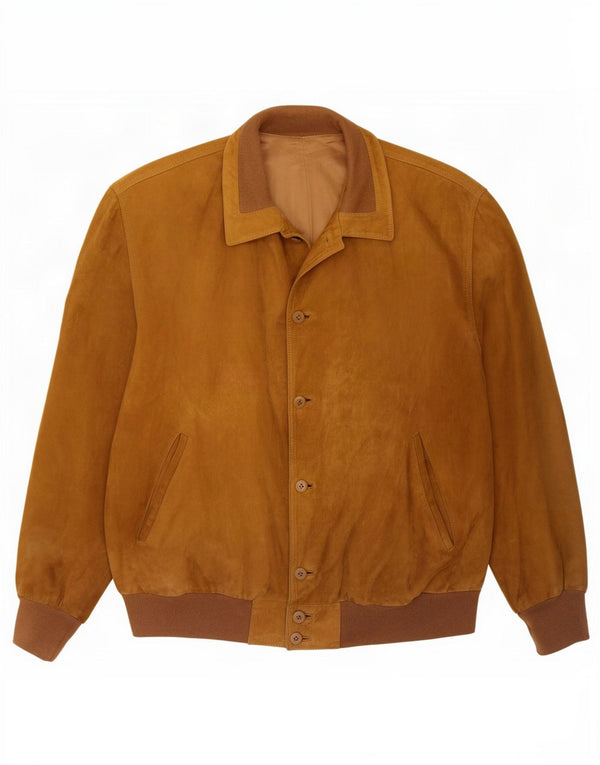 Vintage Mens Suede Bomber Jacket UK 42 XL Brown