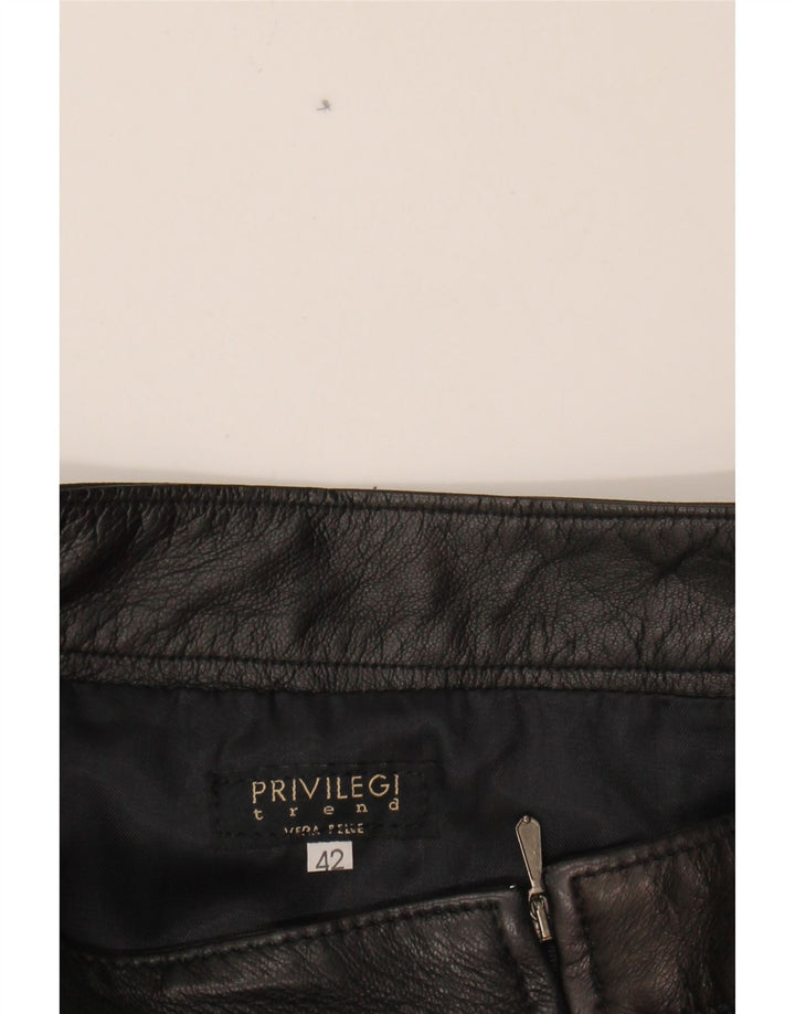 PRIVILEGI Womens Mini Leather Skirt IT 42 Medium W28 Black Leather Vintage Privilegi and Second-Hand Privilegi from Messina Hembry 