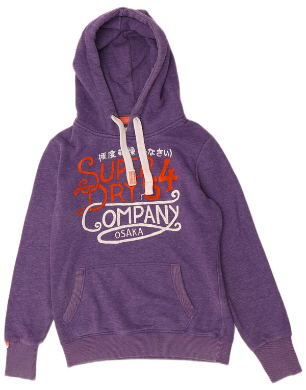 Superdry grafisk hættetrøje til kvinder UK 14 medium lilla bomuld