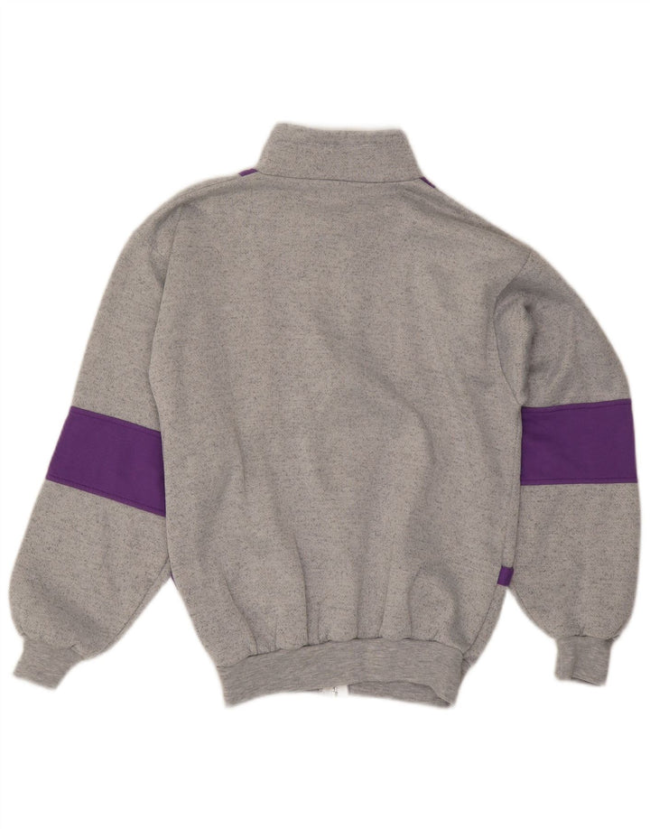 Vintage træningsdragt topjakke til kvinder UK 12 Medium Grey Colourblock Polyester