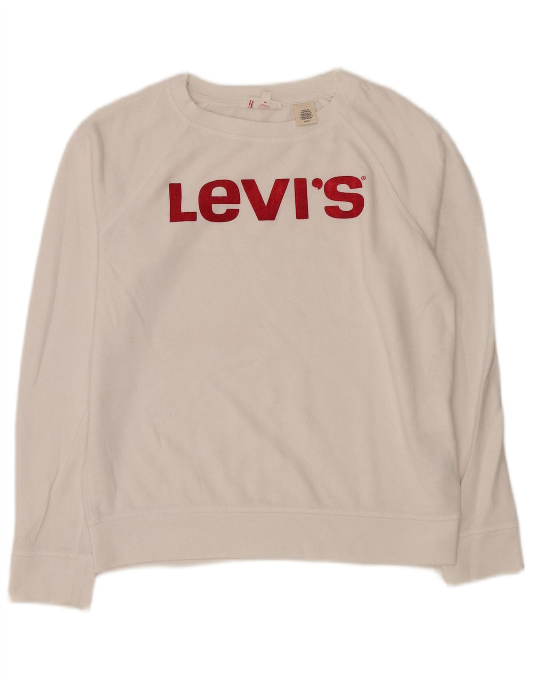 LEVI'S Dame Oversized Sweatshirt Jumper UK 10 Lille hvid bomuld