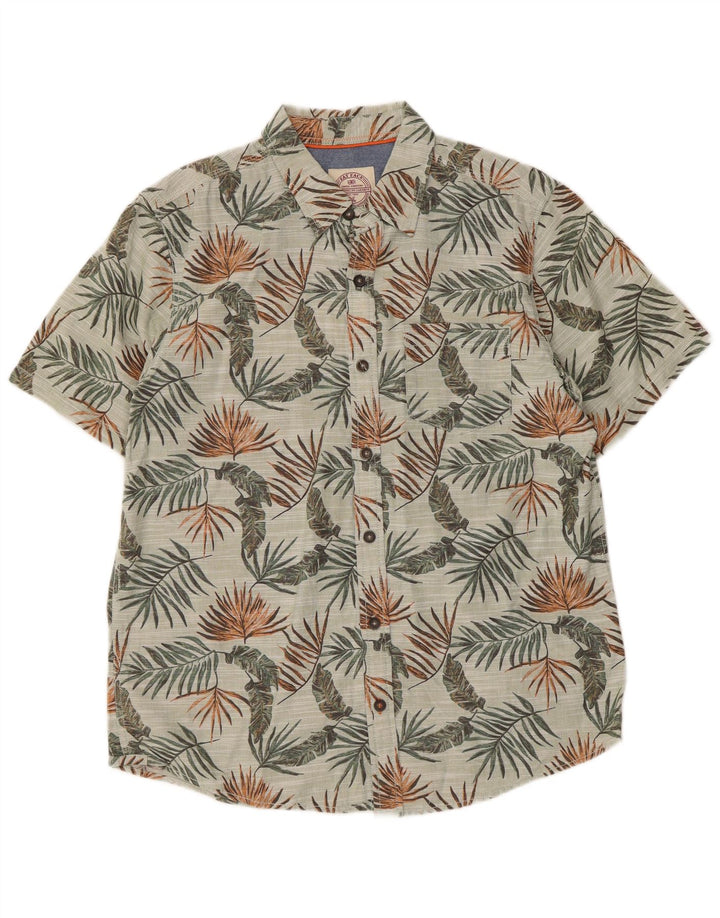 Fat Face Kortærmet Herreskjorte Medium Grey Floral Bomuld