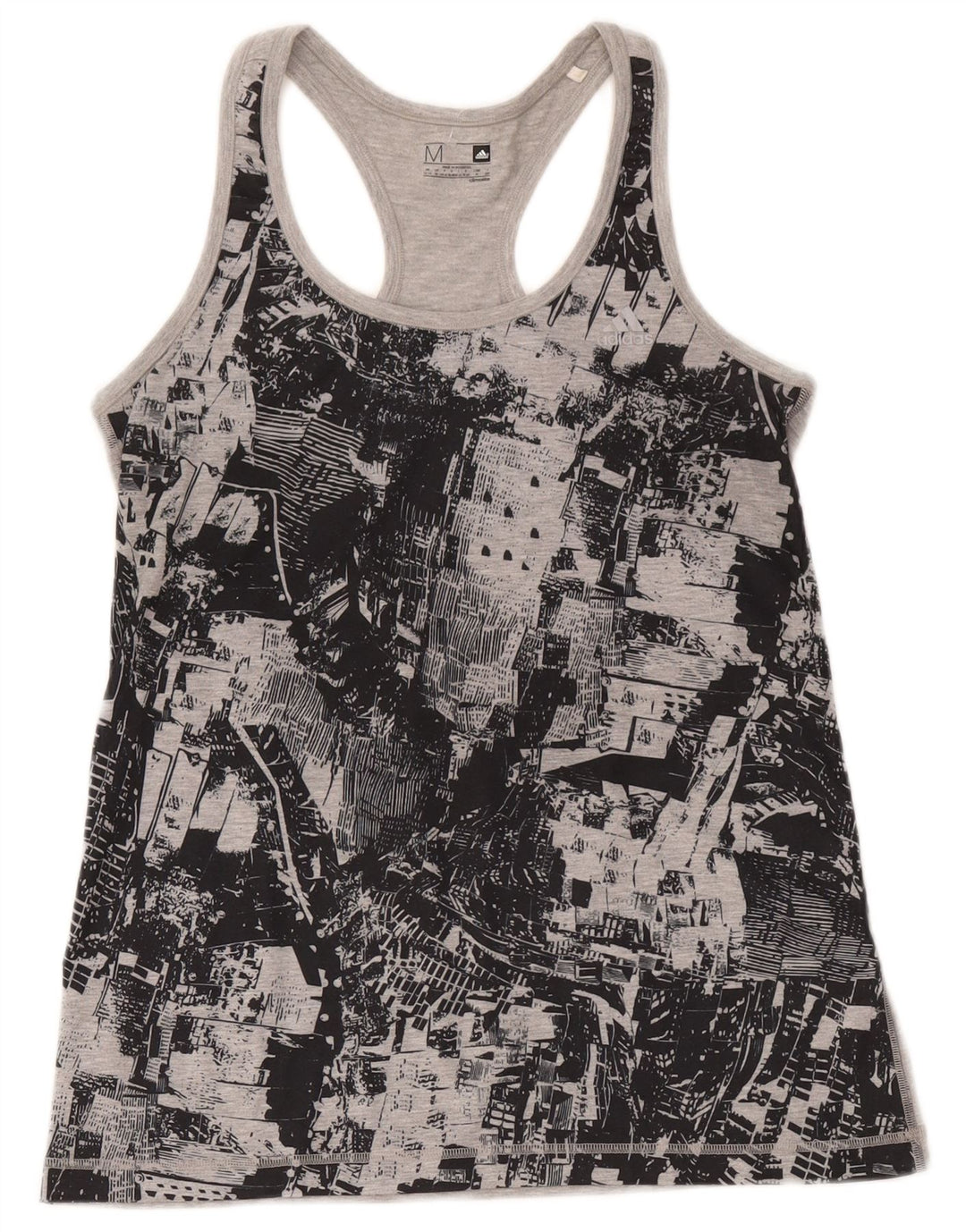 Adidas Dame Climalite Grafisk Vest Top UK 12/14 Medium Grå Geometrisk