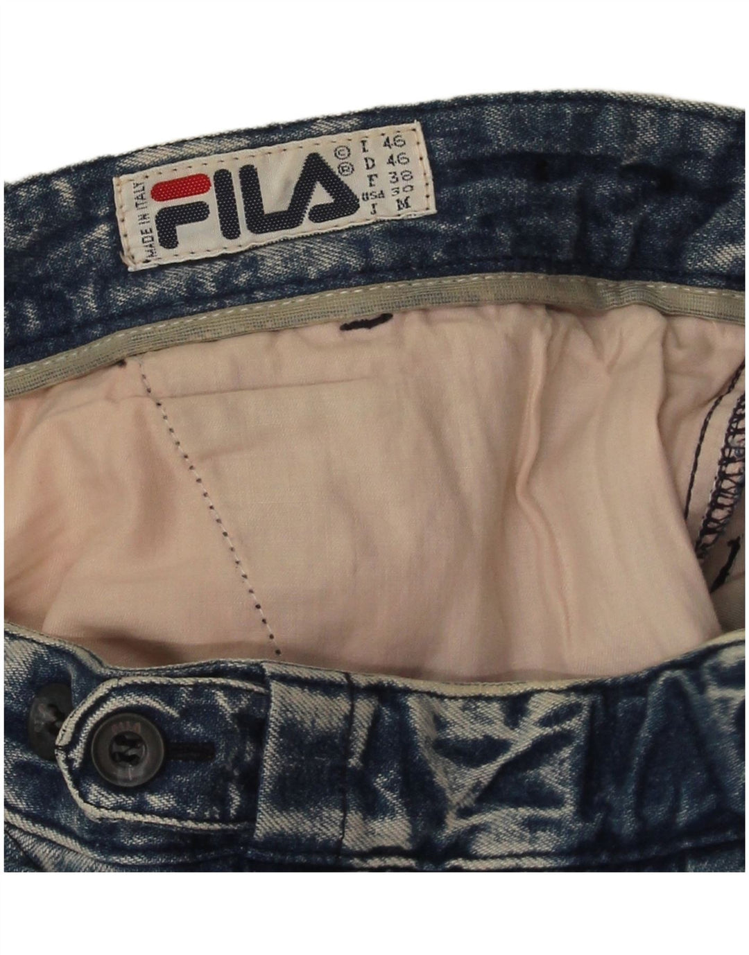 Fila Dame højtaljede denimshorts IT 46 Large W30 Blå