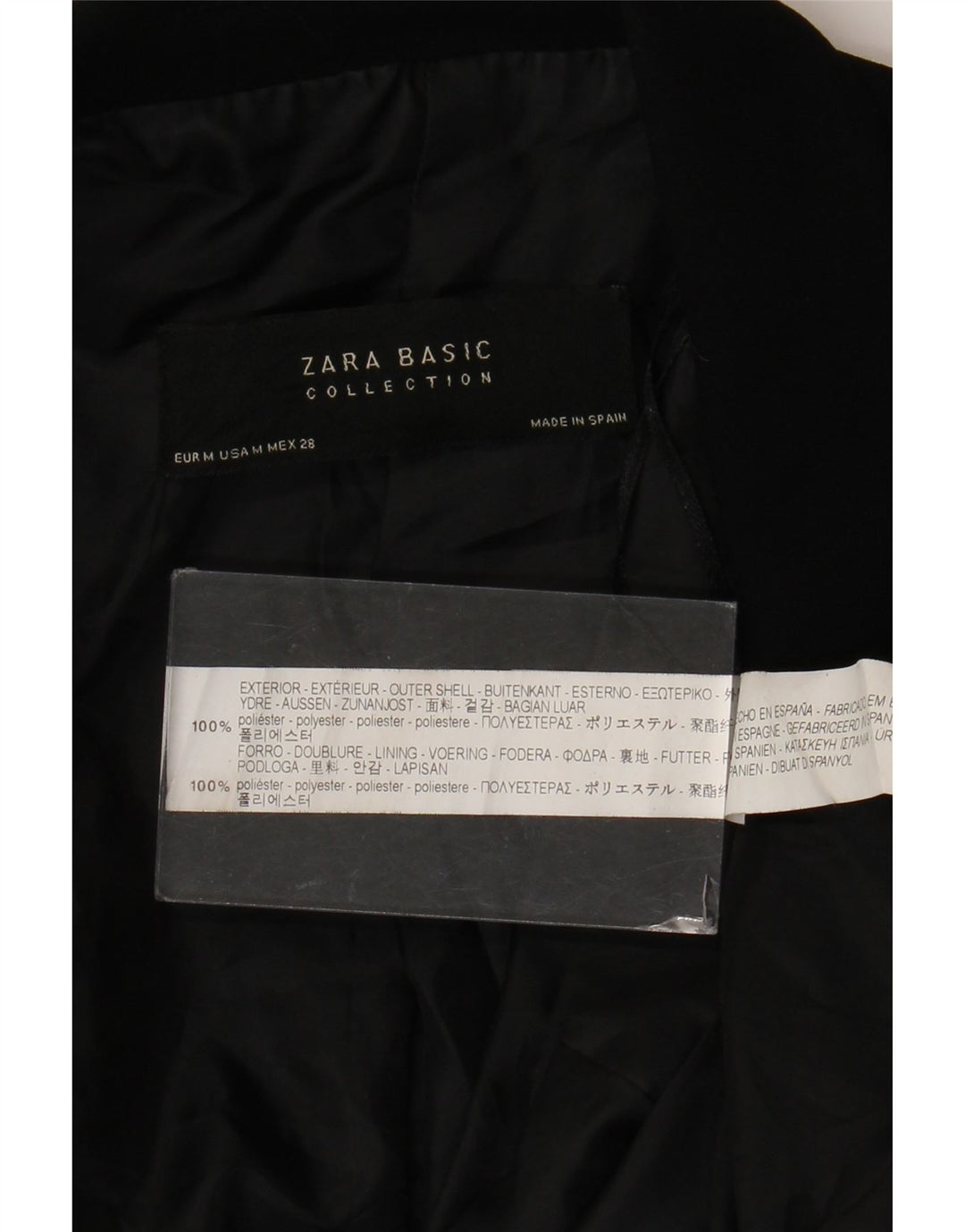 Zara Dame 3/4 ærmet åben blazerjakke UK 14 Medium Sort Polyester