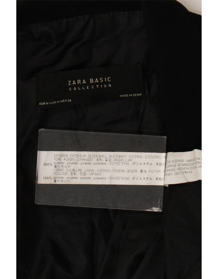 Zara Dame 3/4 ærmet åben blazerjakke UK 14 Medium Sort Polyester