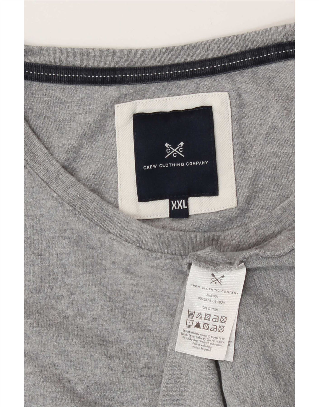 Crew Clothing Herre T-Shirt Top 2XL Grå Bomuld