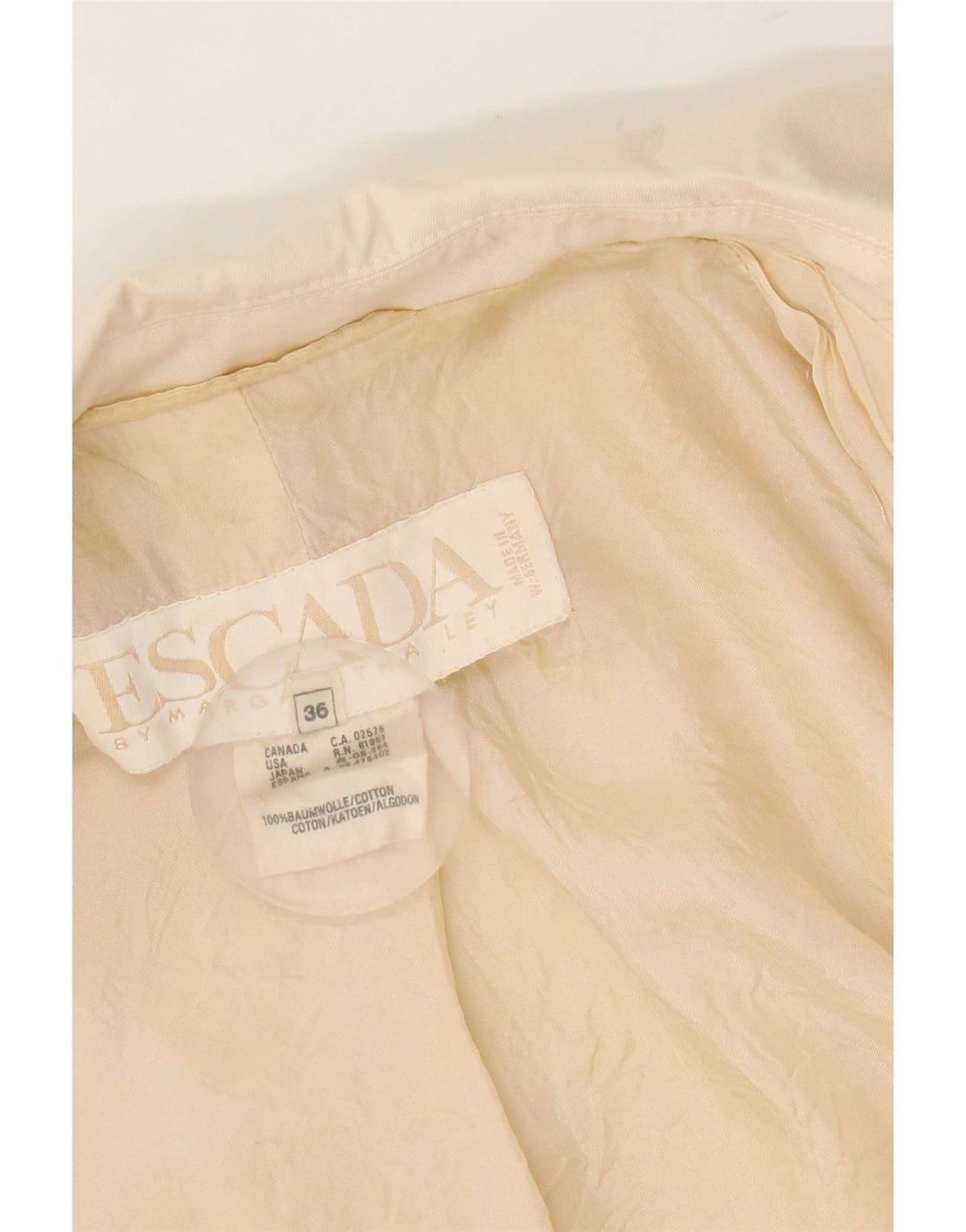 Escada Womens Open Bolero Jacket EU 36 Small Beige Bomuld