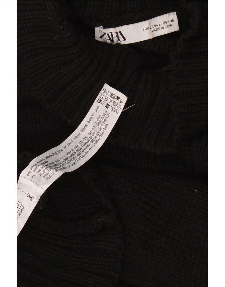 Zara Dame Oversized Turtle Neck Jumper Sweater UK 16 Large Black