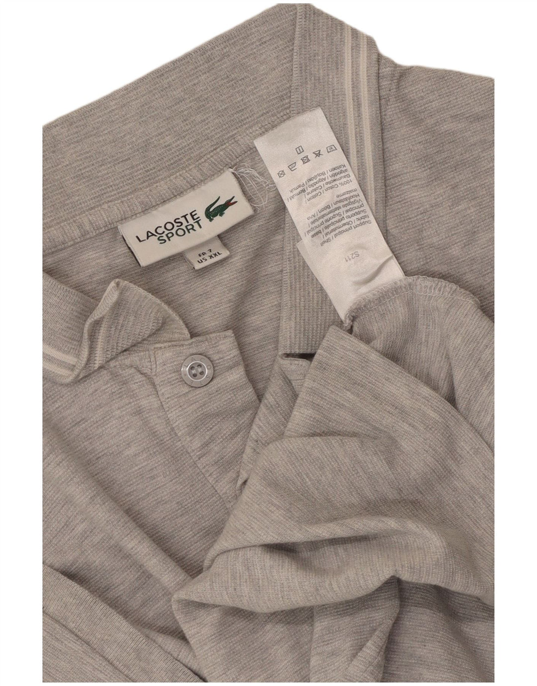 Lacoste Herre Polo Shirt Str. 7 2XL Grå Bomuld