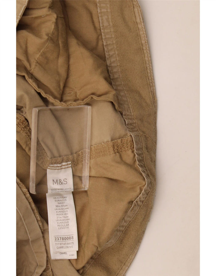 Marks & Spencer Herre Regular Cargo Bukser W38 L31 Brun Bomuld