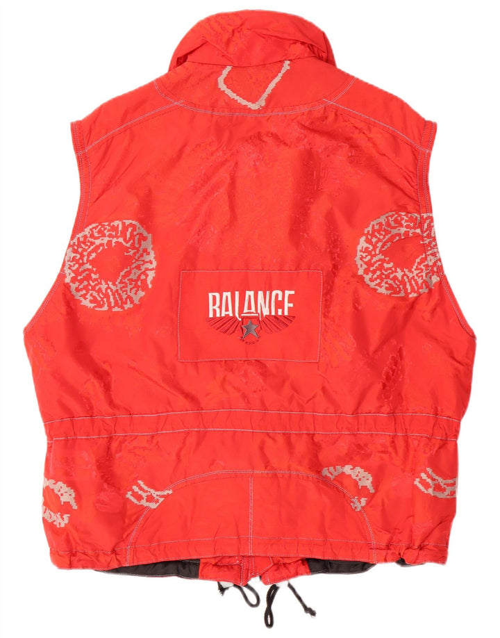 VINTAGE Herre Grafisk Gilet UK 40 Large Rød Polyamid