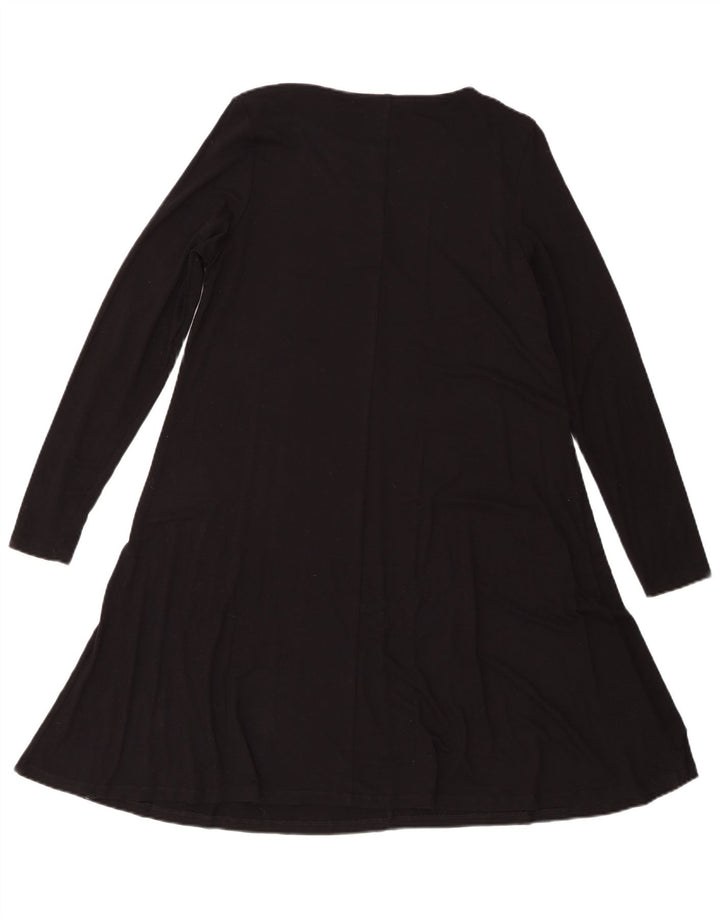 Marks & Spencer Dame Langærmet A-line Kjole UK 12 Medium Black Viscose