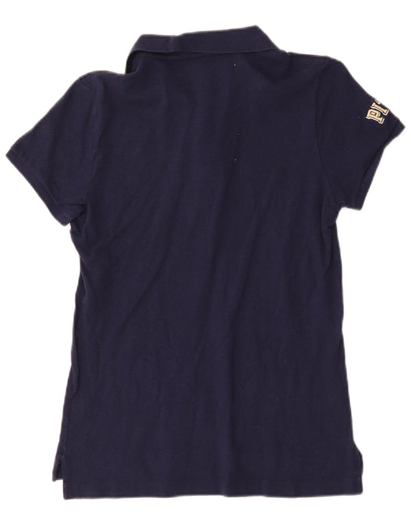 Ralph Lauren Dame Skinny Polo Shirt UK 14 Medium Navy Blue Bomuld
