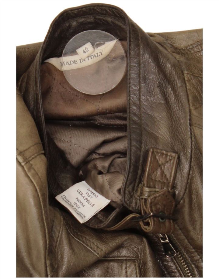 Vintage læderjakke til kvinder IT 42 Medium Khaki Læder