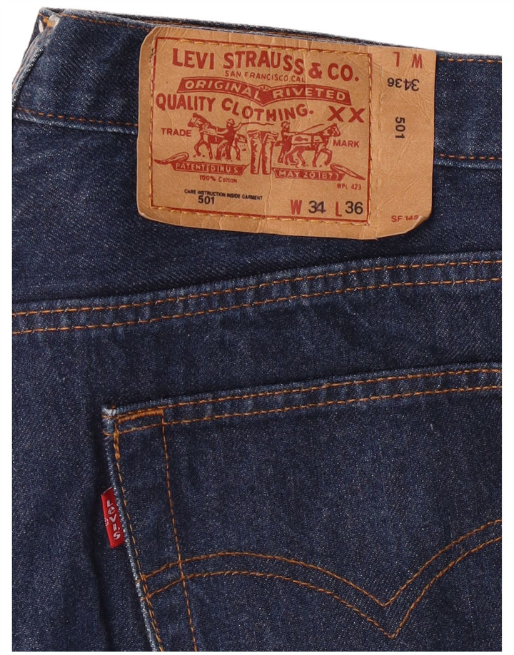 LEVI'S Herre 501 Straight Jeans W34 L36 Marineblå