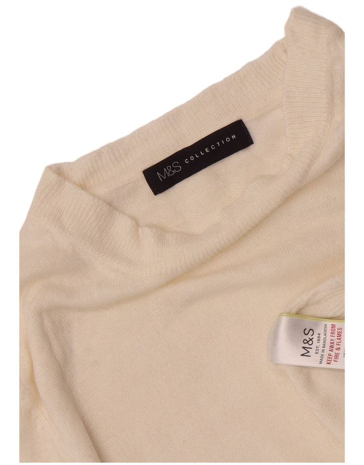 Marks & Spencer Dame Boat Neck Jumper Sweater UK 8 Small Off White