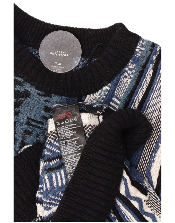 Urban Outfitters Herre abstrakt mønster rund hals sweater mellemblå