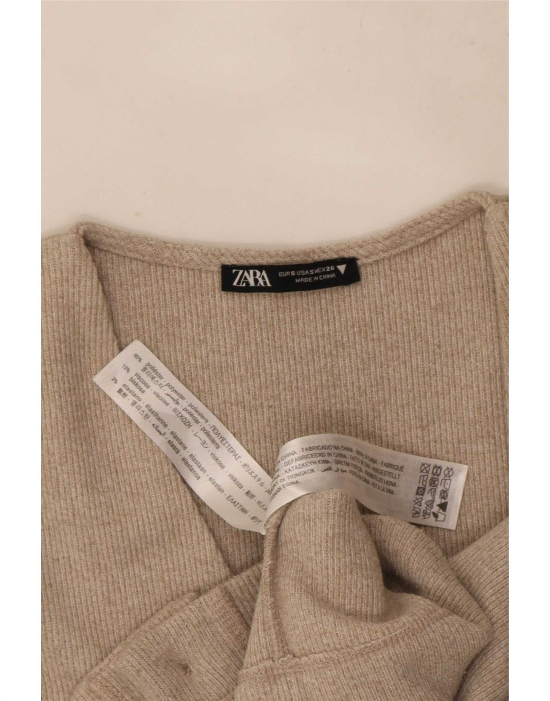 Zara Womens Crop Cardigan Top UK 10 Small Beige Polyester