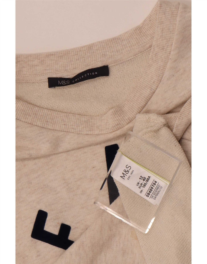 Marks & Spencer Dame Grafisk Sweatshirt Jumper UK 12 Medium Beige Floral