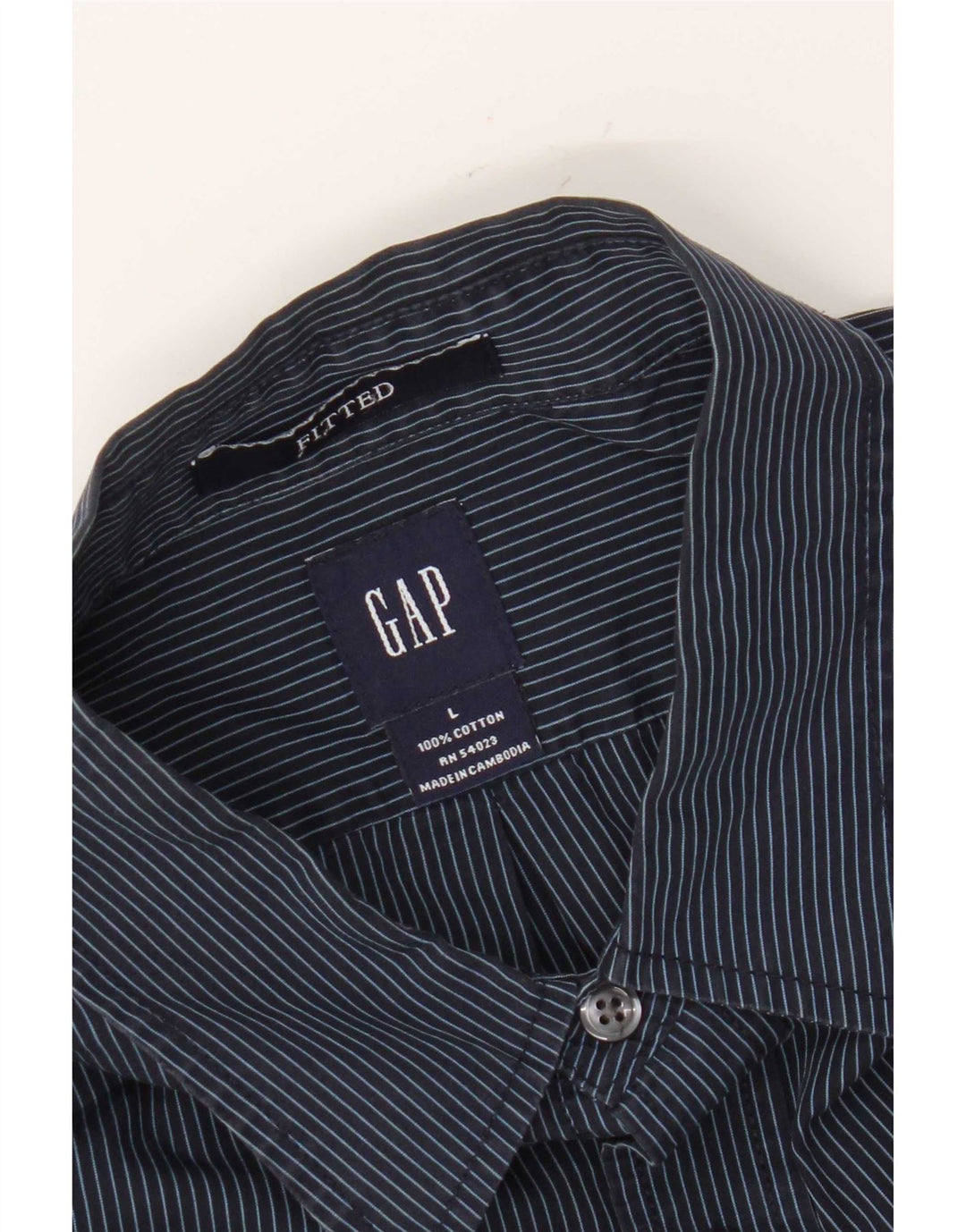 Gap Herre Fitted Shirt Stor marineblå nålestribet bomuld