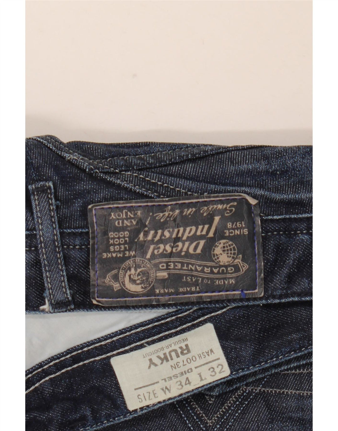 Diesel Mens Ruky Regular Bootcut Jeans W34 L32 Navy Blue Cotton