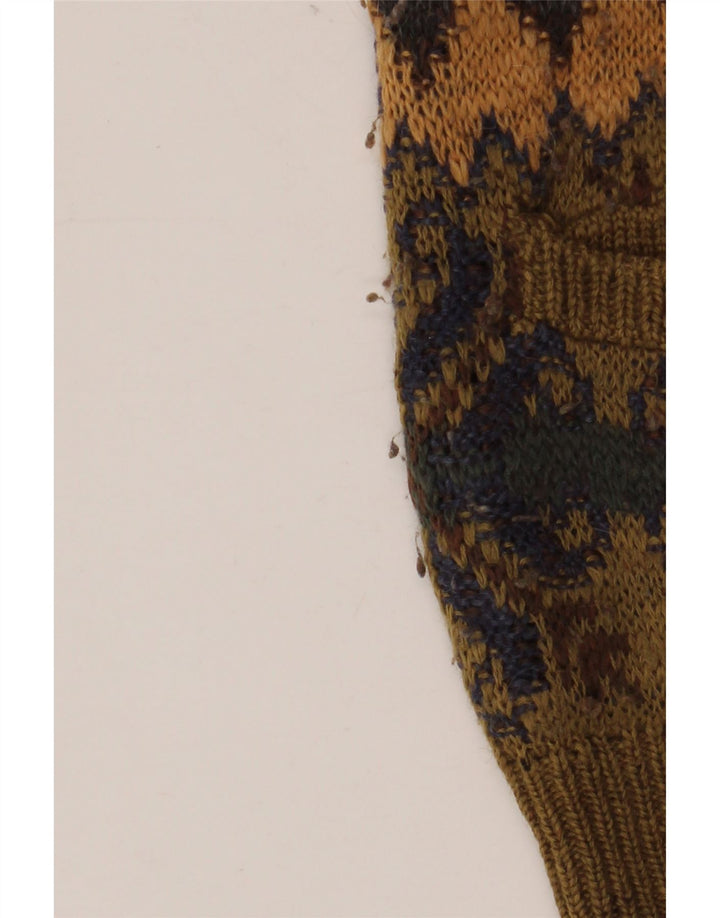 NANI BON Herre ærmeløs cardigan sweater IT 52 Large Khaki Fair Isle