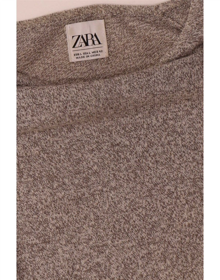 Zara Herre Top Langærmet Stor Grå Flecked