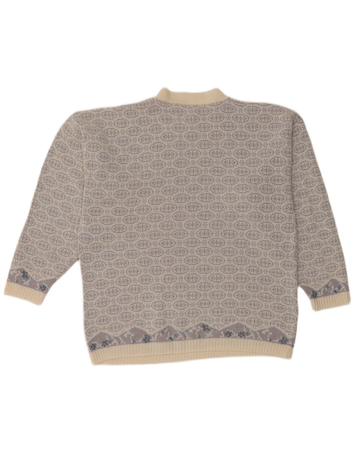 Vintage sweater med rund hals til mænd Medium Blue Fair Isle