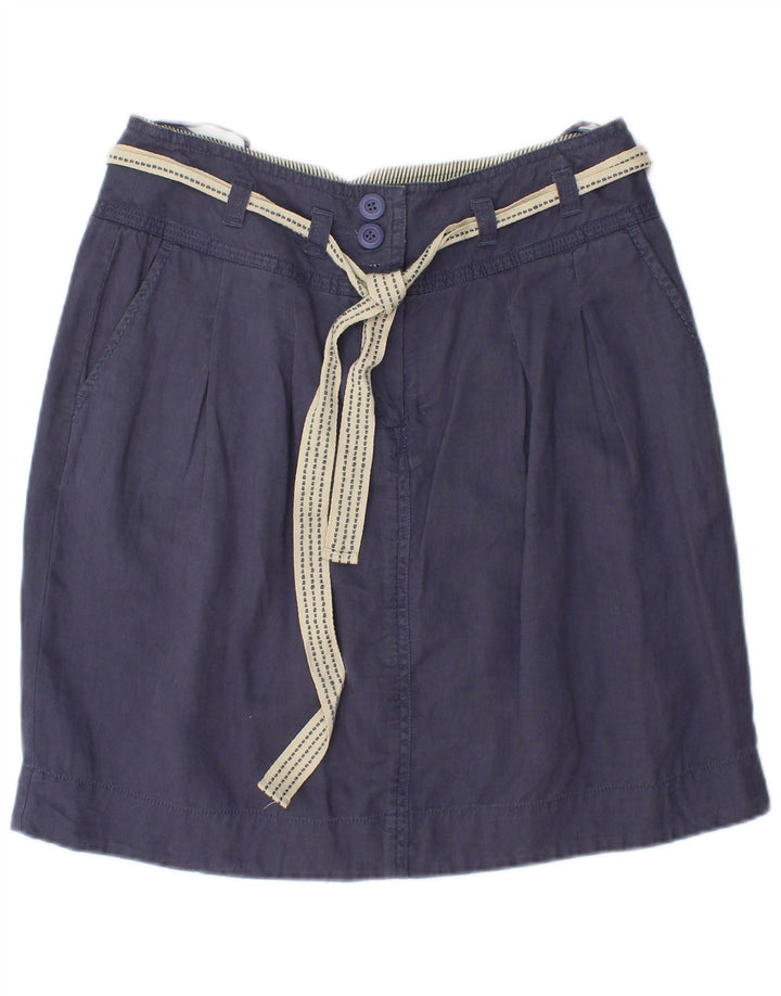 MONSOON Dame Mini-nederdel UK 10 Small W28 Navy Blue Linen