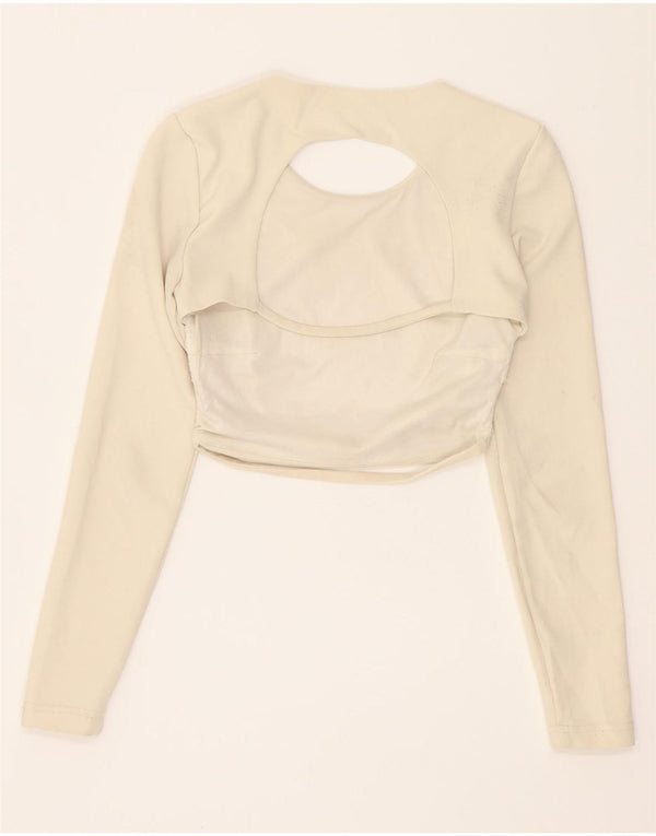 Zara Langærmet Crop Top til kvinder DK 4 XS Off White Polyester