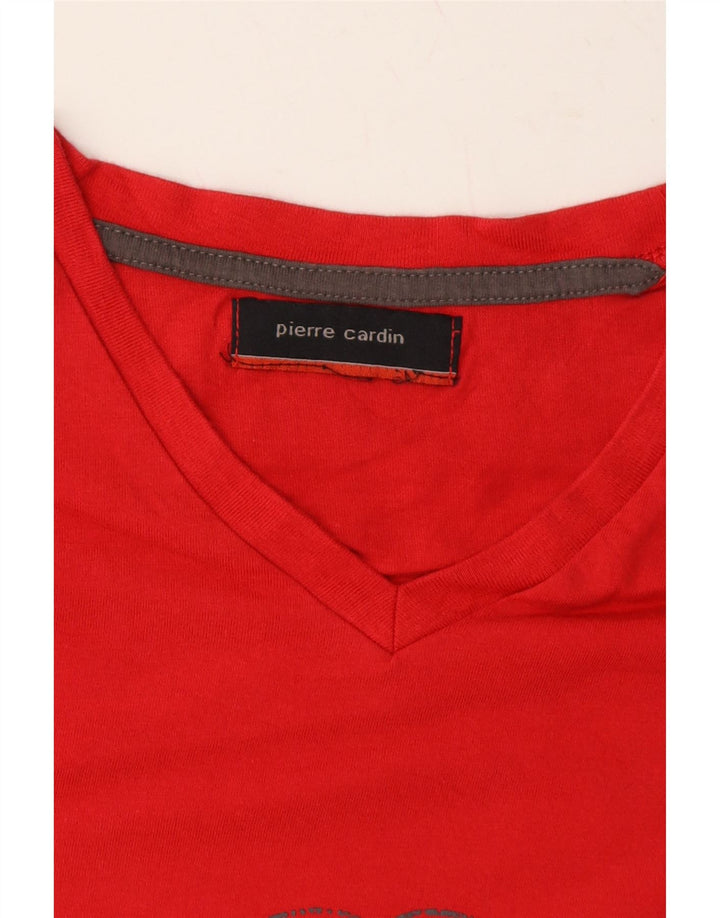 PIERRE CARDIN Mens Graphic T-Shirt Top Medium Red Cotton Vintage Pierre Cardin and Second-Hand Pierre Cardin from Messina Hembry 