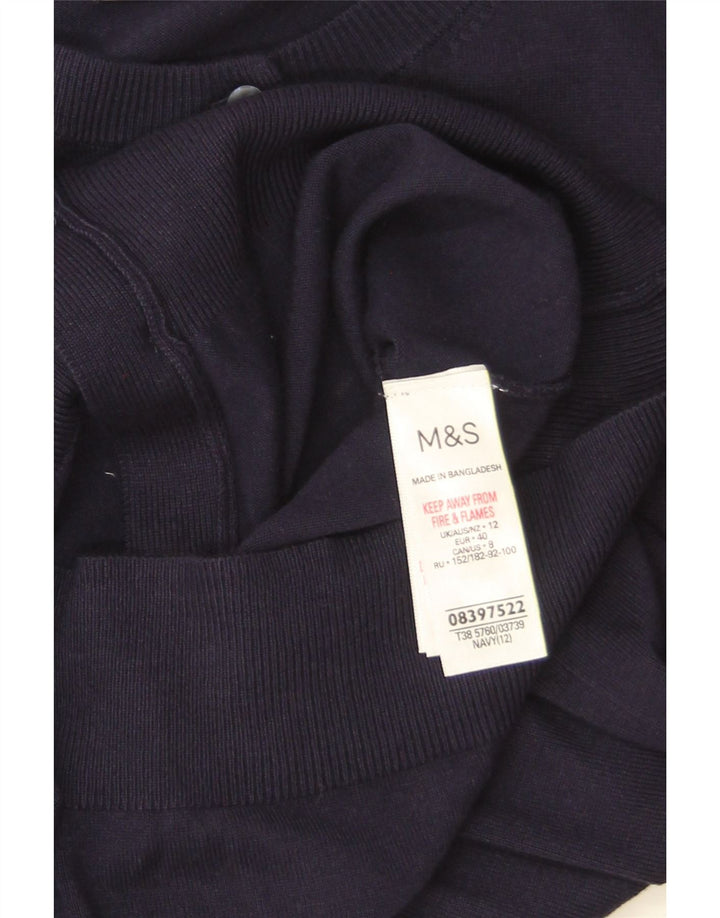 Marks & Spencer Dame Cardigan Sweater UK 12 Medium Navy Blue Viscose