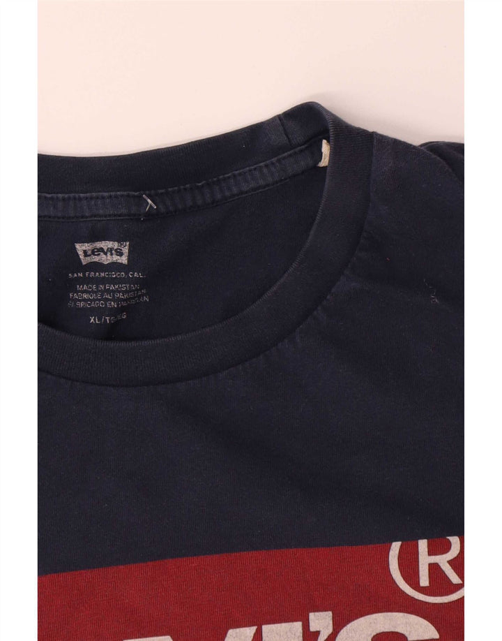 Levi's Herre grafisk T-shirt top XL marineblå bomuld