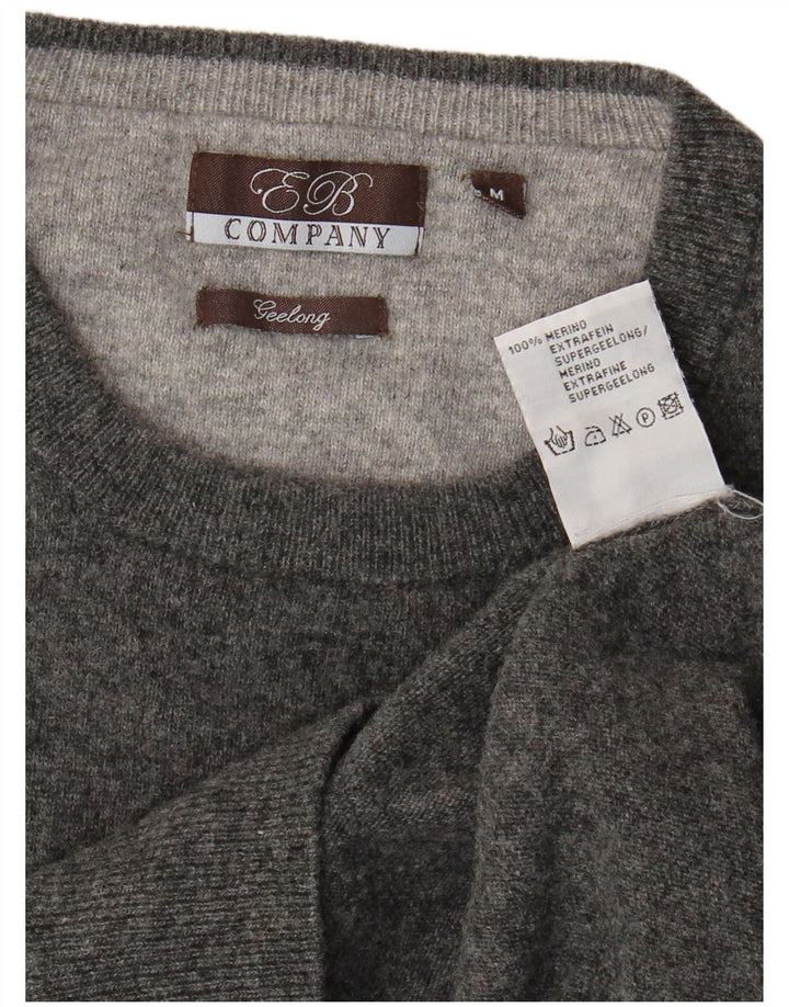 E.B. Firma Herre Crew Neck Jumper Sweater Medium Grey Merino Wool