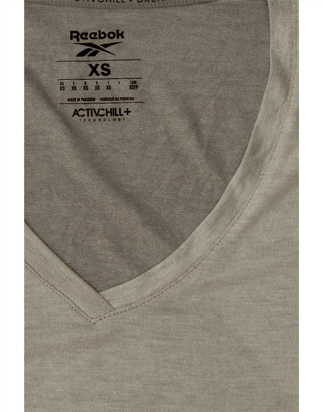 REEBOK Womens T-Shirt Top UK 6 XS Grey Polyester Vintage Reebok and Second-Hand Reebok from Messina Hembry 