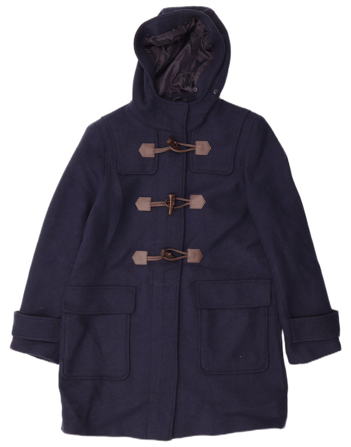 Marks & Spencer Dame Hooded Duffel Coat UK 12 Medium Navy Blue Wool