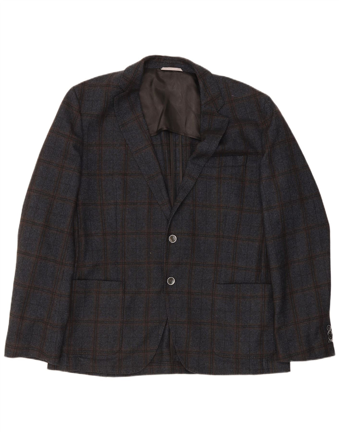 Hugo Boss Herre 2-knaps blazerjakke EU 56 3XL Marineblå ternet uld