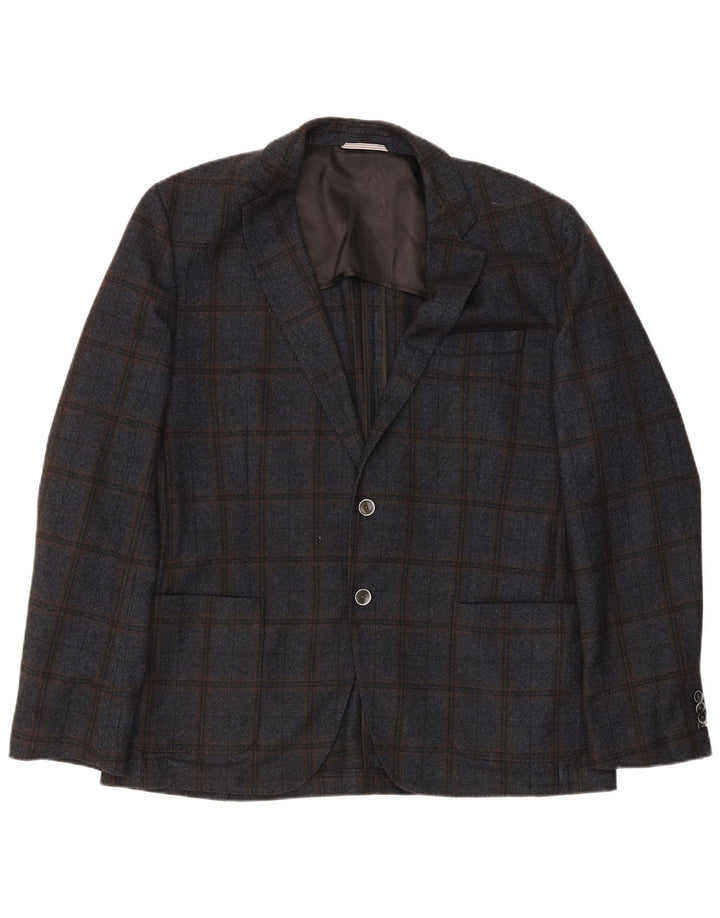 Hugo Boss Herre 2-knaps blazerjakke EU 56 3XL Marineblå ternet uld