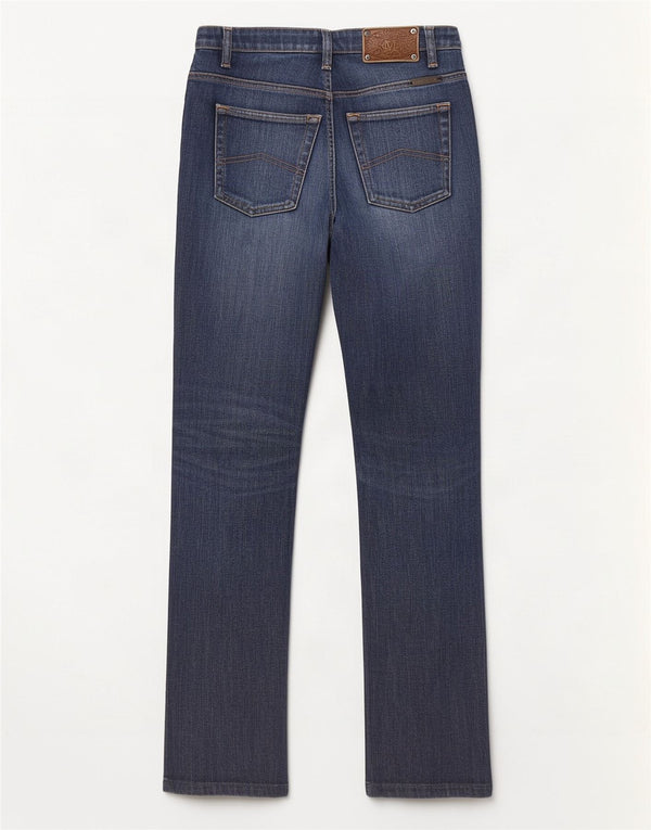 Marlboro Classics Dame Distressed Straight Jeans W28 L29 Navy Blue