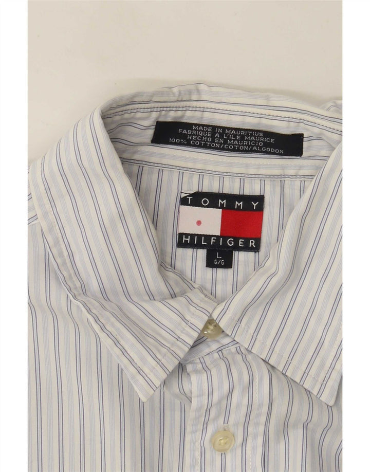 Tommy Hilfiger herreskjorte stor blå nålestribet bomuld